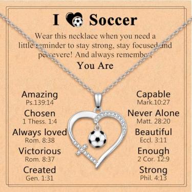 Imagem de Nupdot Presentes de futebol para meninas, acessórios esportivos, colar de cruz, joias, aniversário, Natal, Dia dos Namorados, Páscoa, batismo, formatura, presentes para adolescentes e adolescentes