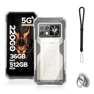 Imagem de NOUKAJU Capa para DOOGEE S200 Max, capa protetora transparente de TPU, função de suporte, suporte ajustável, capa protetora para DOOGEE S200 Max (transparente)