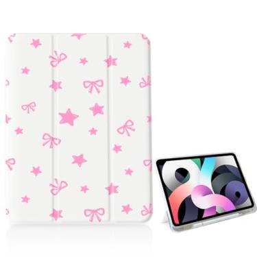 Imagem de OFQKOAKS Capa com laço estrela rosa para iPad de 9,7 polegadas, 6ª/5ª geração (2018/2017), [suporte para lápis + hibernar/despertar automático], capa protetora fina com três dobras e parte traseira de