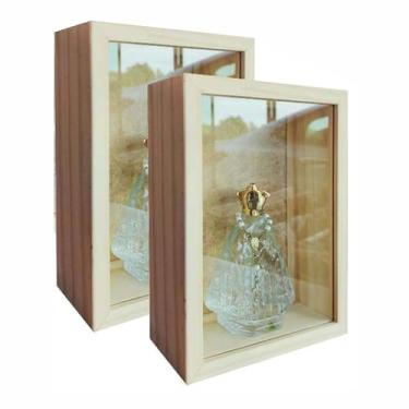 Imagem de KIAGA, Kit 2 Molduras Caixa Alta com Vidro para Quadros Quilling e Scrapbook 15x21-1,5x6,5 Cor:PINUS NATURAL;Tamanho:15X21 CM