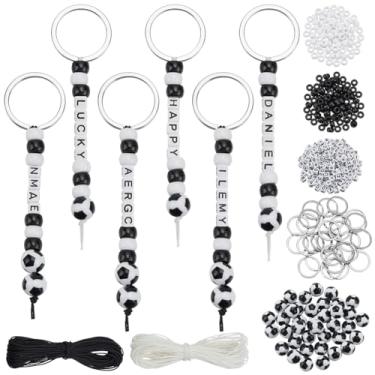 Imagem de WEBEEDY 792 peças DIY kit de fabricação de chaveiro com tema de futebol chaveiro para fazer letras, alfabeto, contas, joias, chaveiro, mochila, bolsa, berloque, pulseira, acessórios, lembrancinhas de