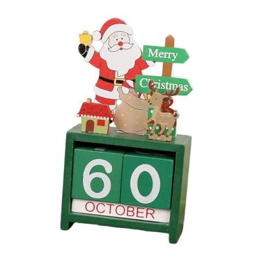 Imagem de Baoblaze Calendário de Natal de Madeira com Contagem Regressiva, Calendário Perpétuo, Decoração de Mesa Robusta e Criativa para Escritório e Sala de Estar, Style B