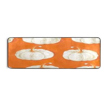 Imagem de Qilmy Tapete de corrida de abóbora laranja de Ação de Graças, 183 x 61 cm, antiderrapante, antifadiga, confortável, tapetes longos, para quarto, sala de estar, banheiro, corredores, entrywa499