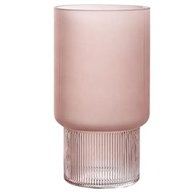 Imagem de YYBOES Vaso de vidro para flores, vaso de flores, criativo, nórdico, minimalista, arranjo de flores rosa fosco, vaso decorativo artificial hidropônico, ornamentos de festa de casamento, evento