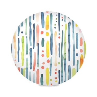 Imagem de Wassud Jogo americano pincel aquarela pinceladas tapetes de mesa redondos para cozinha e jantar tapetes laváveis resistentes ao calor decoração de mesa 39 cm