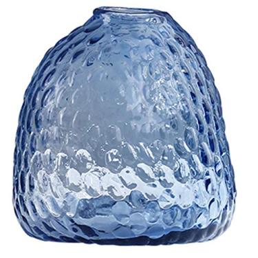 Imagem de YYBOES Vaso de vidro para decoração de vaso de flores, vaso de vidro azul nórdico moderno criativo pequeno apartamento sala de estar mesa de jantar arranjo de flores ornamentos artificiais