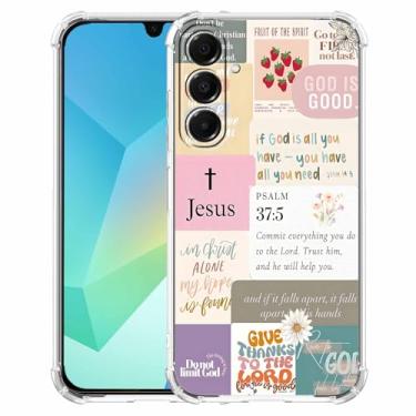 Imagem de mehidpur Citações Cristãs Estética Vintage Jesus Versículo da Bíblia Padrão Colagem, Capa Amortecedora TPU Macio para Samsung Galaxy A16, #7