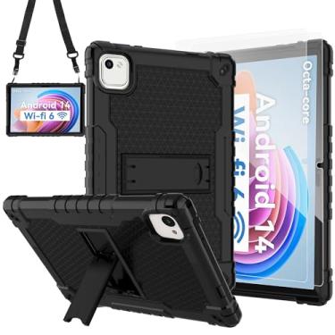 Imagem de Doemoil Capa para tablet YQSAVIOR ZB30/YQCP20/VOLENTEX M10/Aiprotablet K10/PRITOM M20/AEEZO MB1001/C10 10 polegadas com suporte embutido para tablet MUISOO MUIC110110 polegadas (preto + 2 peças de