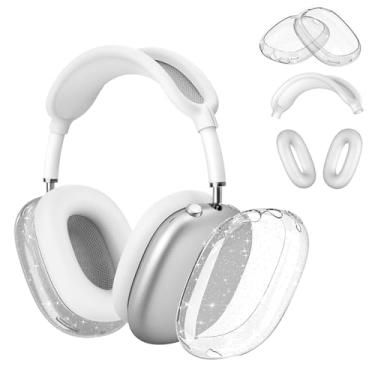 Imagem de J.M.SHOW Capa de silicone para fones de ouvido AirPods Max, capa transparente para fones de ouvido/capa de fone de ouvido para AirPods Max, acessórios protetores macios para Apple AirPods Max -