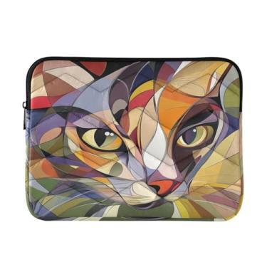 Imagem de Coikll Retrato de gato (1) bolsa para laptop à prova de choque capa protetora para computador para notebook de 13 a 14 polegadas