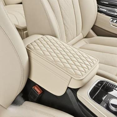 Imagem de Capa de caixa de apoio de braço de carro, organizador de console de couro para carro com bolso de armazenamento lateral, capa universal para console do meio do veículo