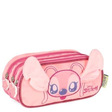 Imagem de Estojo Tripo Escolar Aplique 3D Stitch & Angel Rosa - EI42425 - Luxcel