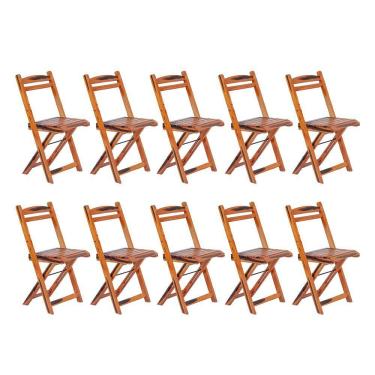 Imagem de Kit 10 Cadeiras Dobrável Madeira Maciça Ypê Perfeita Para Ambientes Externos E Cobertos Cerejeira