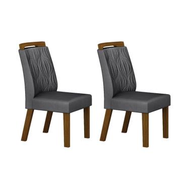 Imagem de Conjunto com 2 Cadeiras Ilhéus Camurça Chumbo e Freijó