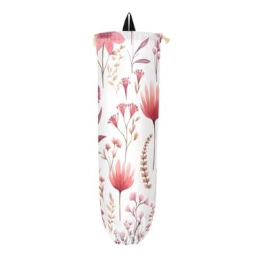 Imagem de Porta-saco plástico de flores em aquarela botânica, dispensador de armazenamento de saco de lixo, suporte de saco plástico para cozinha, 1 pacote