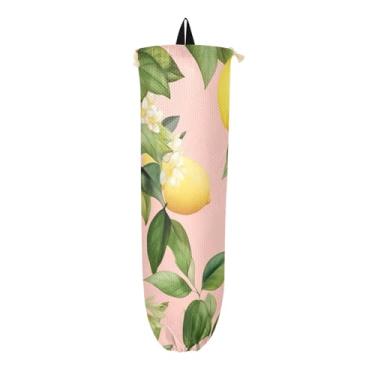 Imagem de GAIGEO Porta-sacos plásticos de flores de limão em aquarela, suporte de saco de plástico para armário, organizador de armazenamento de saco de lixo de plástico