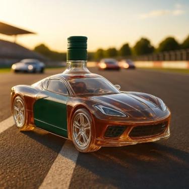 Imagem de Garrafa de uísque em formato de carro esportivo de 293 ml, garrafa de vidro criativa em 3D, garrafas de vinho vazias para armazenamento de bebidas sopradas à mão, utensílios de bar para casa
