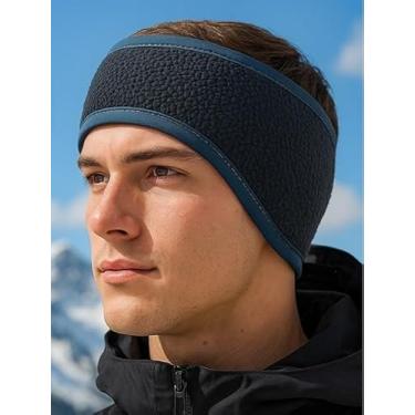 Imagem de Faixa de cabeça para homens e mulheres, quente, de pelúcia, moderna, com proteção de ouvido, faixa elástica para esportes ao ar livre, exercícios, corrida (marrom escuro)