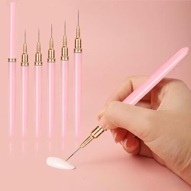 Imagem de Conjunto de 5 pincéis de arte de unha, linhas de precisão e arte, adequado para manicure doméstica DIY, pincel de delineador de unhas para linhas longas, detalhes finos, tamanhos de desenho fino 7/9