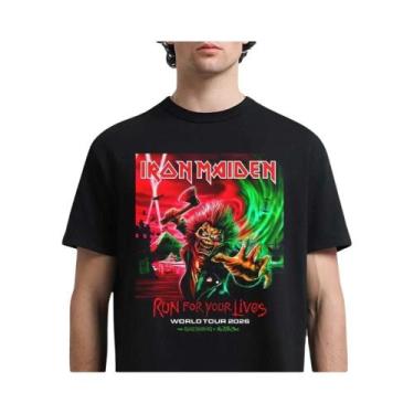 Imagem de Camiseta Unissex Iron Maiden 2026 Run for Your Lives World Tour De Man