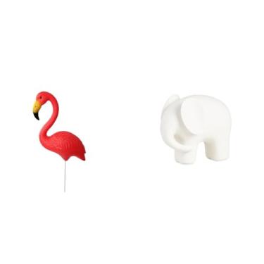 Imagem de Whtkoph Estatueta Decorativa de Flamingo, Enfeite de Animal para Decoração de Natal, Estátua Colecionável com Almofadas Antiderrapantes para Mesa.