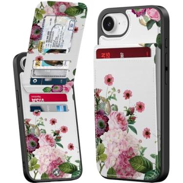 Imagem de Bemal Capa carteira para iPhone 16e, suporte embutido para 6 cartões, impressão moderna, bloqueio RFID, suporte de couro PU, fecho magnético, capa de telefone à prova de choque para mulheres e homens