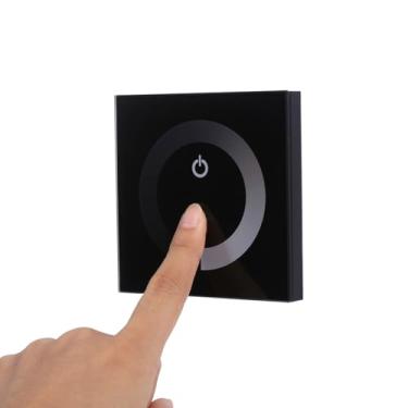 Imagem de Pissente Interruptor Dimmer LED Painel Touch Controlador de Luz 12V-24V Canal Único Com Brilho Ajustável para Fita LED Monocromática (Preto)