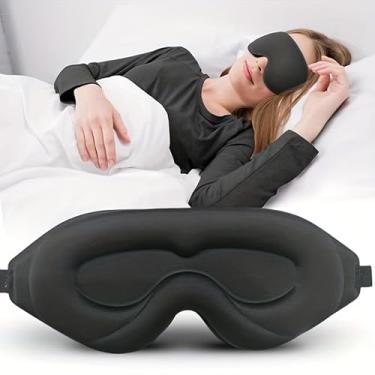 Imagem de Máscara de dormir contornada em 3D, máscara blackout com alça ajustável para pessoas que dormem de lado, homens e mulheres, viagens de ioga e cochilos