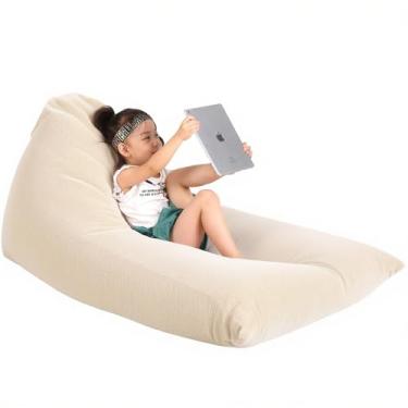 Imagem de Jorbest Cadeira pufe para adolescentes, poltronas de 1,5 m com espuma de memória e luxuosa capa de veludo cotelê para namorada namorado, poltrona de sofá macia com enchimento (bege, 2GG)