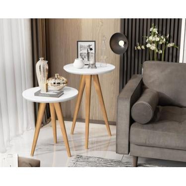 Imagem de Mesa Lateral e Apoio Redonda Pés Palito Branco - Comprar Moveis em Cas