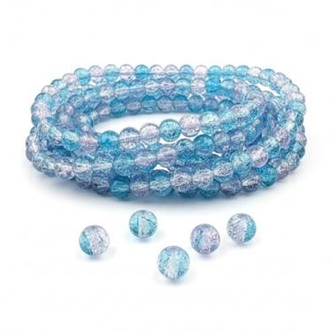 Imagem de DandS ltd Contas de vidro Crackle Lampwork para fabricação de joias, azul cristal, pulseiras vibrantes, colares, suprimentos de miçangas e kits de artesanato para joias artesanais, 80 peças 0,39