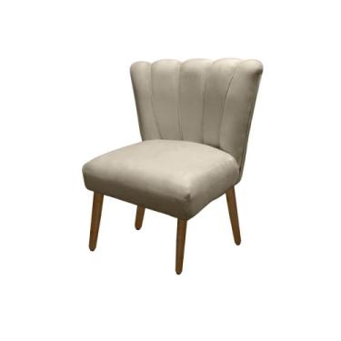 Imagem de Cadeira Pétala Flor Para Sala De Estar Penteadeira Salão Suede Bege - 