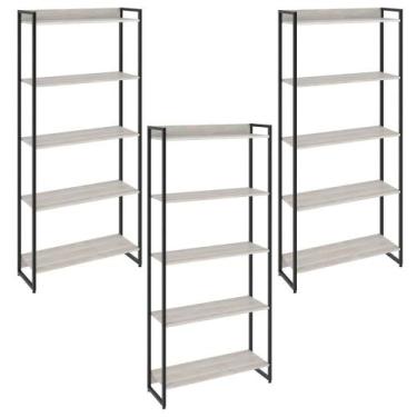 Imagem de Kit 3 Estantes Multiuso Escritório Industrial 5 Prateleiras Areta 186x