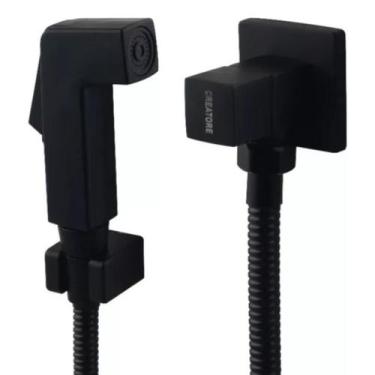 Imagem de Ducha Higienica Preta Quadrada Intima Registro Metal - MQC