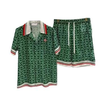 Imagem de Conjunto De Camisa E Shorts De Praia Casual De Verão Para Homens, Conf