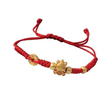 Imagem de MMIUAEG Pulseira Ano do Cavalo do Zodíaco Chinês Pulseira Vermelha Feng Shui Pingente da Sorte para Boa Sorte Proteção Presentes de Ano Novo, Medium, Zinco, Sem Pedra Preciosa