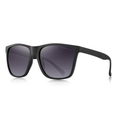 Imagem de Óculos de sol masculinos quadrados polarizados retrô para dirigir ao ar livre moda clássica Wayfarer armação UV400, Gradiente cinza, Lens Width: 56Millimeters
