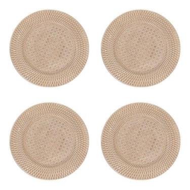 Imagem de Conjunto 4 Pratos Jogo Americano Premium Redondo Mesa Posta Plástico R