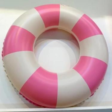Imagem de Kit de 2 Boias Infláveis Circulares Listradas 100cm - Ideal para Natação, Piscinas e Praias, Lazer e Diversão para Família e Amigos (Rosa,60cm (KIT COM 2))
