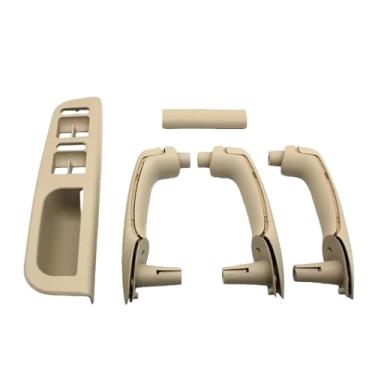 Imagem de Compatível com VW Bora/Golf 4 /MK4/Jetta 1999-2004 Kit de cobertura de maçaneta de fibra de carbono para porta de carro com volante à esquerda LHD Maçaneta(Beige 5pcs)