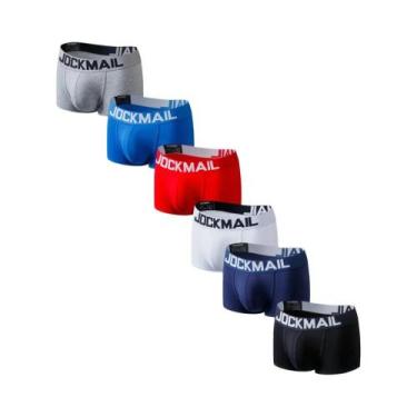 Imagem de Cuecas Boxer Masculinas De Algodão Respirável, Pacote Com 6, Roupa Ínt