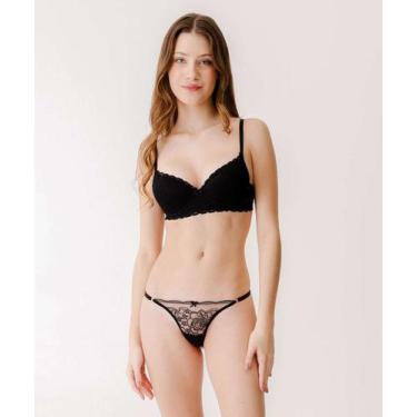 Imagem de Calcinha String Fio Dental Tule E Renda Marisa-51061, Preto, GG