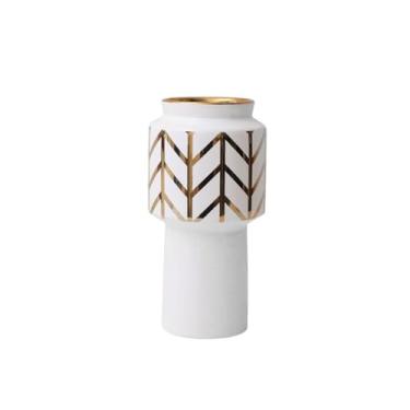 Imagem de Vaso de cerâmica simples moderno, vaso de flores de grande diâmetro, suporte de flores, sala de estar, escritório, mesa, decoração de hall de entrada, vasos de flores arranjadores de flores (A)