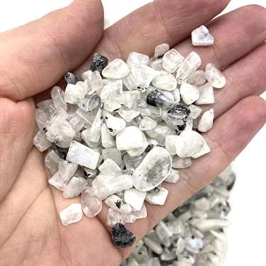 Imagem de Decoração de casa 200 g 8 mm-15 mm natural lua branca quartzo cristal cascalhos polimento pedra lascas com pedras azuis flash