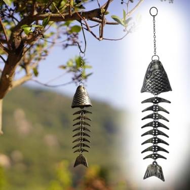 Imagem de Campainha de Vento Fishbone Retrô Ferro Japonês Vintage Decoração Artesanal Pátio e Jardim Abertura Loja Mudança Casa Som Bonito Fundido Interna