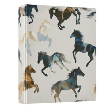 Imagem de Fichário com 3 argolas de cavalo marrom ocidental de 3,8 cm, três fichários com prancheta, serve para papel de 21 x 28 cm, 3 bolsos internos de PVC transparentes para material de escritório