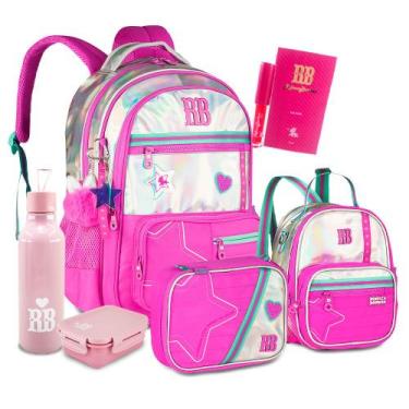 Imagem de Kit Mochila Estojo Box Lancheira Rebecca Bonbon Holográfica, Rb27017 r