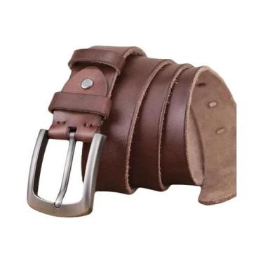 Imagem de Cinto Masculino De Couro Genuíno De Couro Bovino Natural Com Fivela De