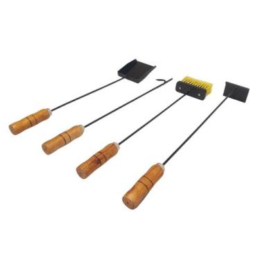 Imagem de Kit Limpeza de Lareira Churrasqueira Ferramentas Organizar - INOX LAUR