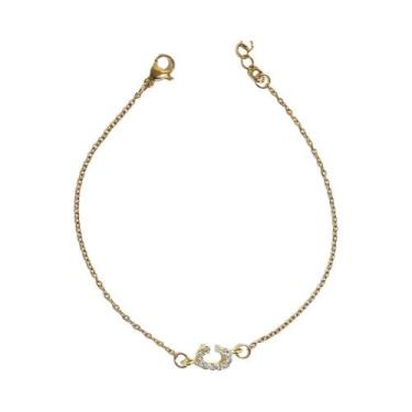 Imagem de Pulseira Feminina Banhada a Ouro Com Iniciais, Joia De Aço Inoxidável,